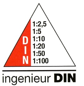 Maßangaben für Dreikantmaßstab Ingenieur DIN